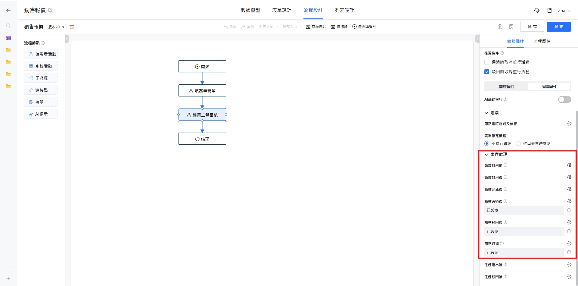 節點事件