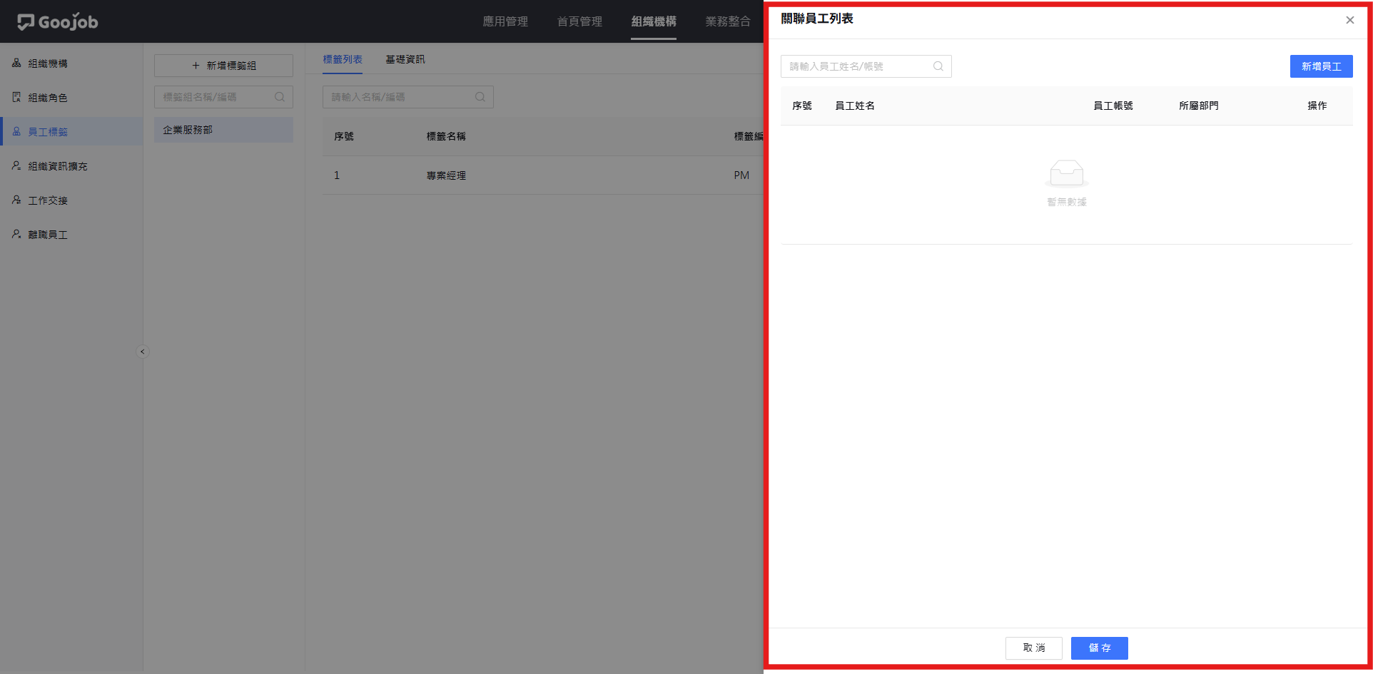關聯員工列表詳情