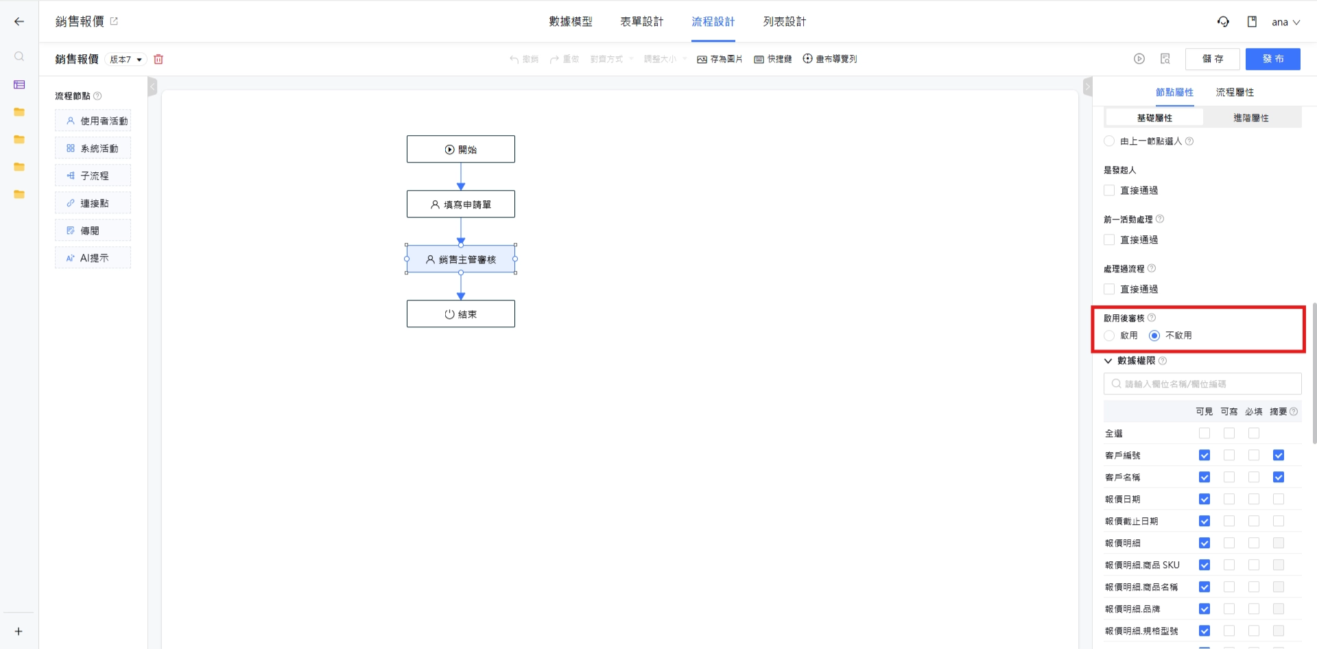 啟用後審核